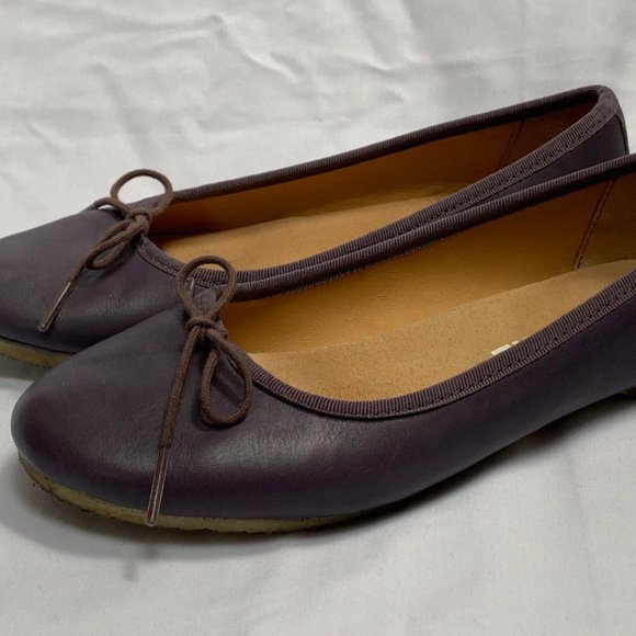 Clarks Originals Leather Ballet Flats Anthracite Purple - Picture 2 of 4